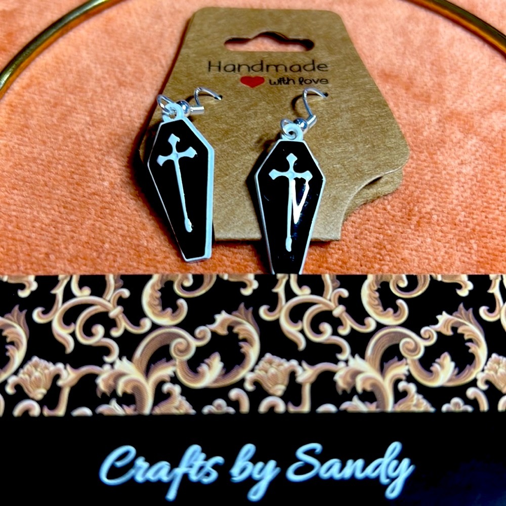 Black Coffin shaped Earrings
